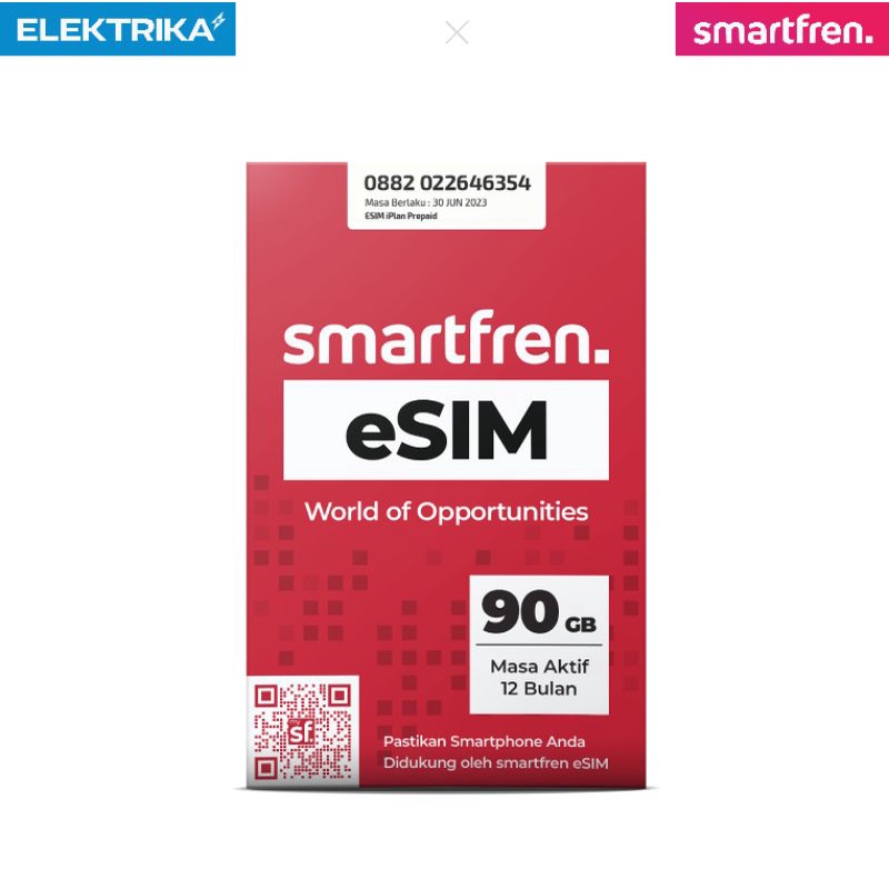 Kartu Perdana Pra-bayar 90 GB Unlimited 4G/5G eSIM SMARTFREN