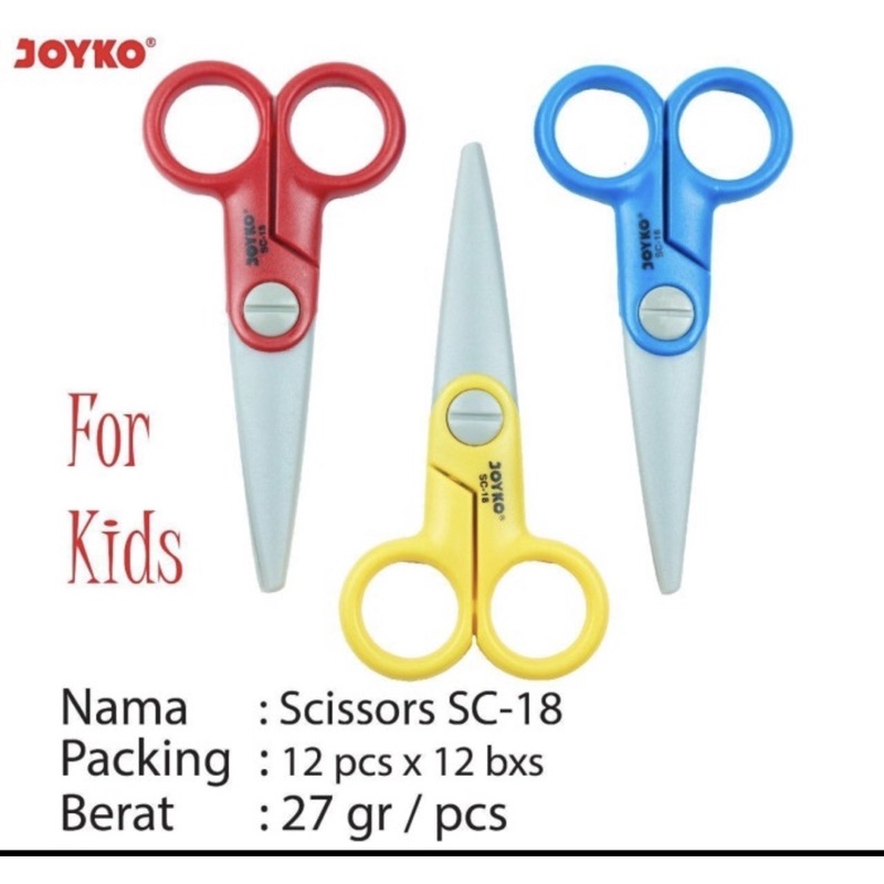 ( Ecer 1 Pc ) JOYKO - PLASTIC PAPER SCISSOR - GUNTING KERTAS PLASTIK ANAK SC-18 AMAN TIDAK LANCIP TAJAM DIY KETRAMPILAN KERAJINAN PRAKARYA