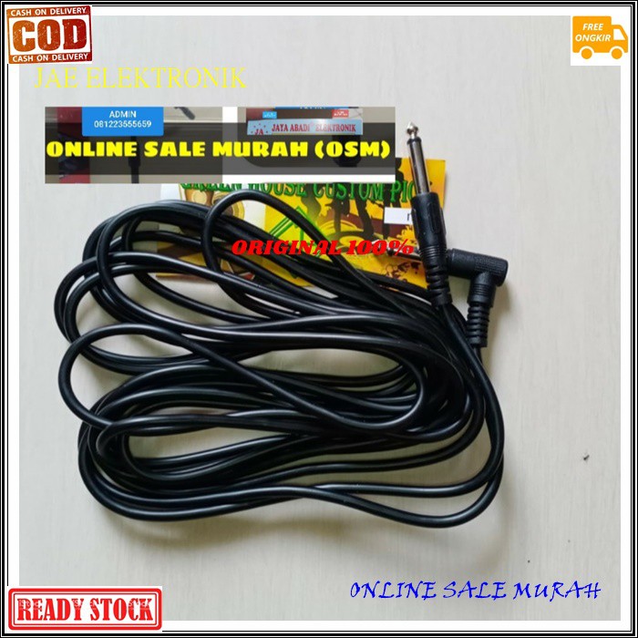 G510 Kabel GITAR mic 5 meter ORIGINAL G510 jack akay akai guitar Bass Keyboard mic wireles receiver jek akai jack konektor adapter converter konverter splitter universal sambungan penyambung male multi G510  6,5 mm  Low Noise Walaupun di Gain yang tinggi.