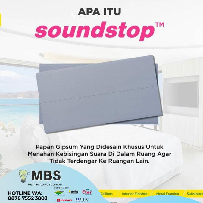 PROMO PAPAN GIPSUM KEDAP SUARA SOUNDSTOP 12 MM - GYPSUM JAYABOARD