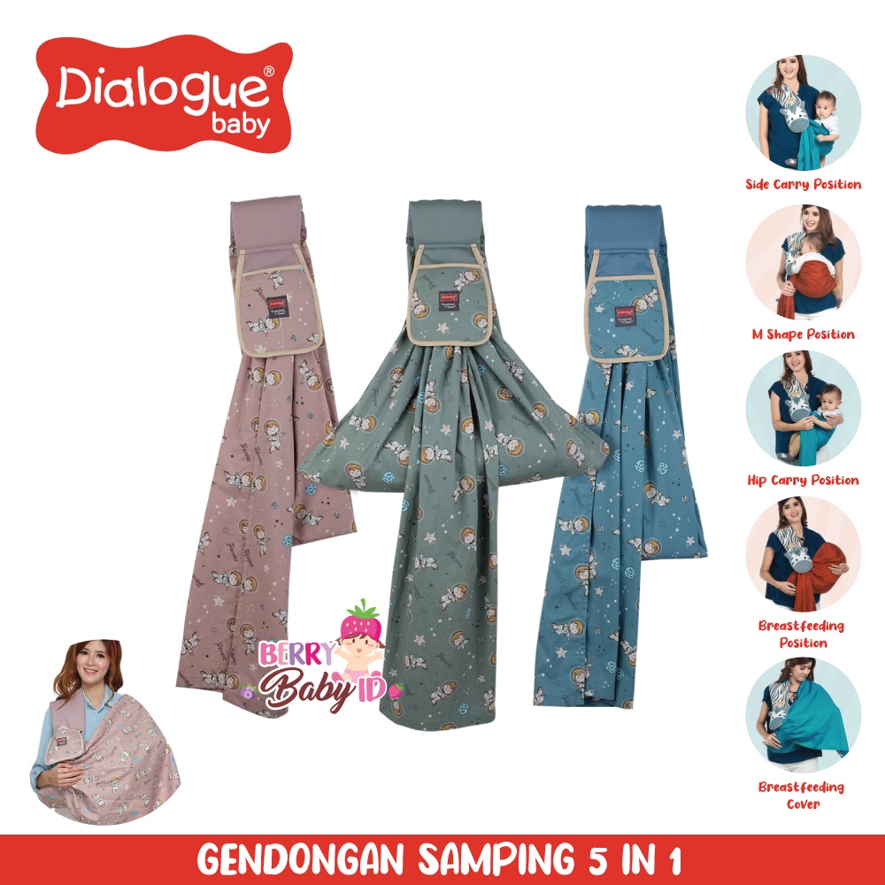 Dialogue Baby Sling Newborn 5-In-1 Gendongan Samping Bayi 5 Posisi Berry Mart