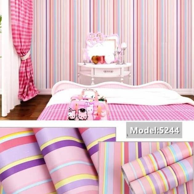 Ready Wallpaper Sticker Garis Rainbow WPS115 Pelangi 