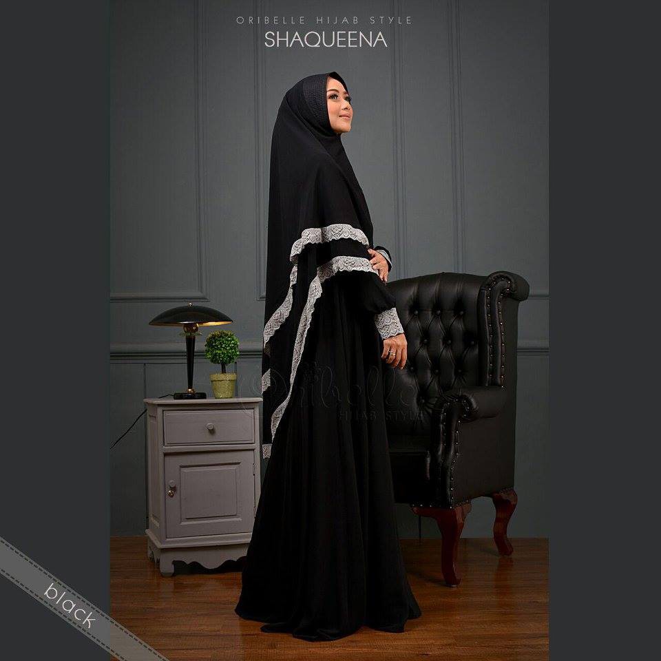 LONGDRESS Pakaian haji gamis shaqueena oribelle gamis set khimar instant khimar renda baju umroh