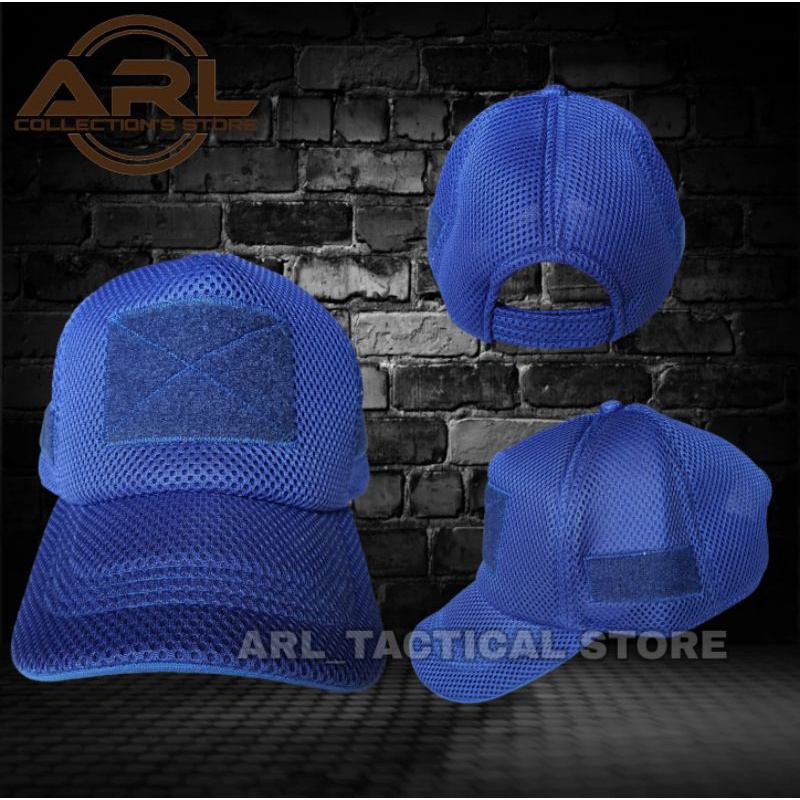 topi double mess polos hitam - hijau army - cream tua - orange - merah - biru - topi jaring tactical velcro