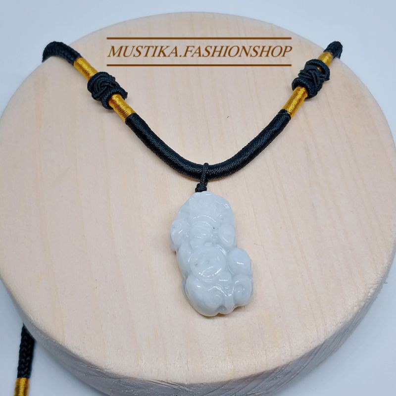 Kalung Tali Batu Giok Burma Pixiu Naga Asli Natural PRIA WANITA