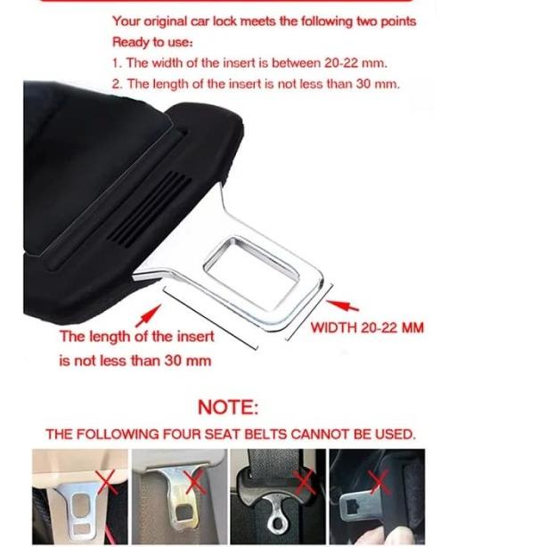 ◙ car seat belt buckle sambungan stoper alarm sabuk pengaman mobil exten - Abu-abu ✾