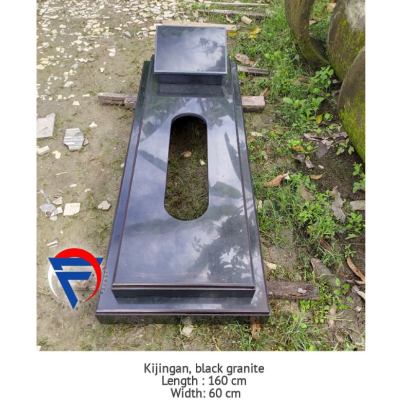 Kijingan makam granit hitam model pahlawan P.160 L.60 free ongkir jawa