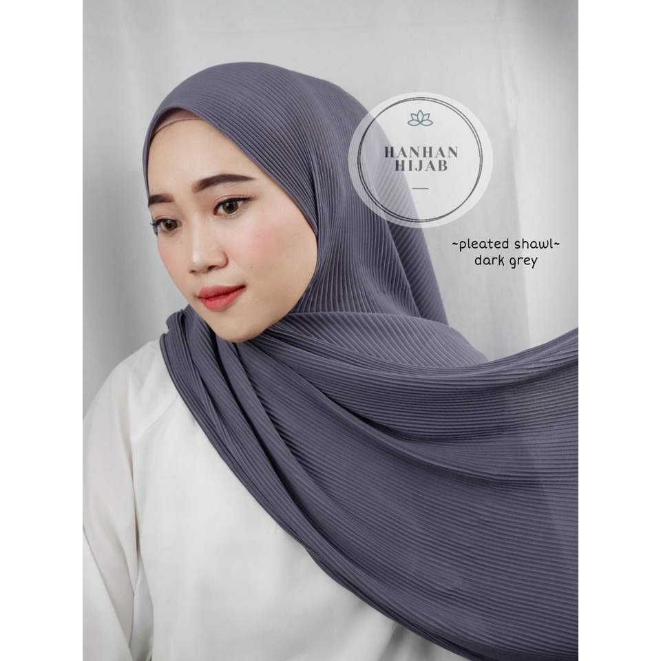PLEATED SHAWL / PASHMINA FULL PLISKET-Dark Grey