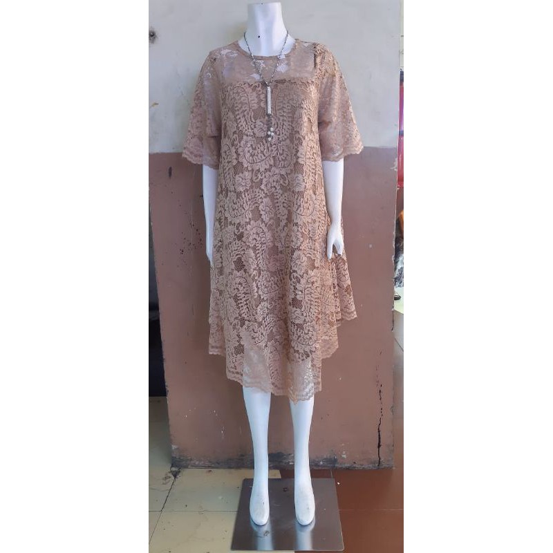 terusan dress brokat brukat pesta undangan babydol jumbo ld 100 -  120