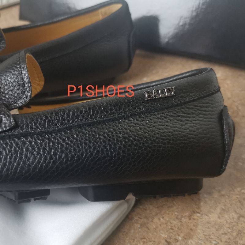 sepatu pria loafer bally Mirror quality model slip on cowok hitam kulit asli