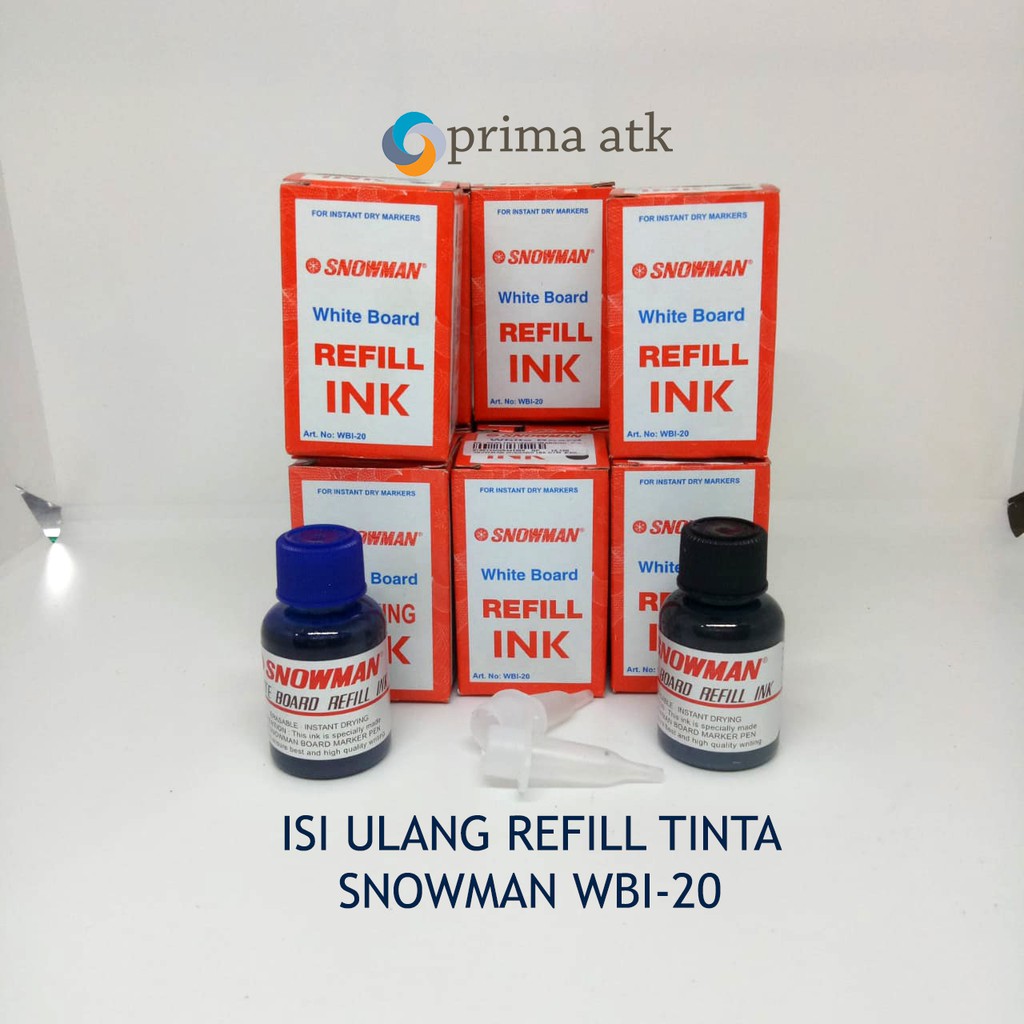 

ISI ULANG REFILL TINTA SPIDOL SNOWMAN WHITEBOARD BISA DIHAPUS MARKER MARKING INK WARNA HITAM BIRU