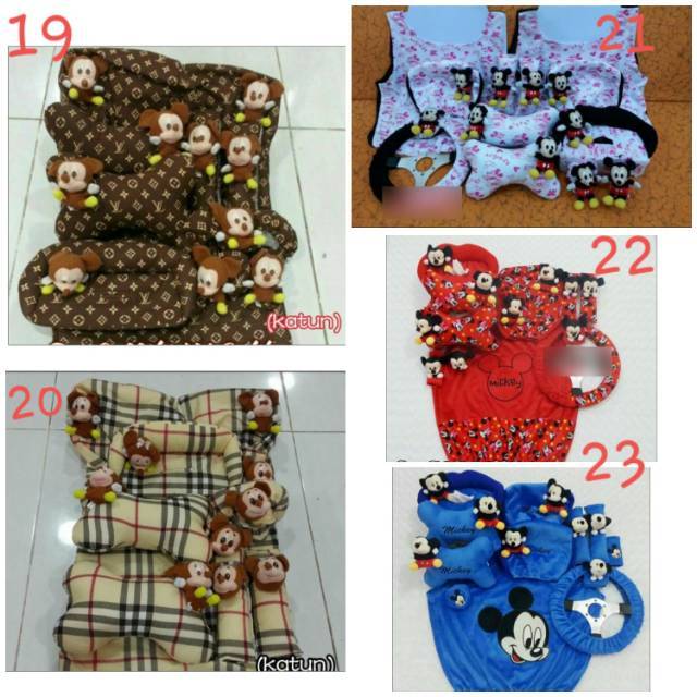 Set bantal  headrest sandaran kepala jok leher mobil  mickey 