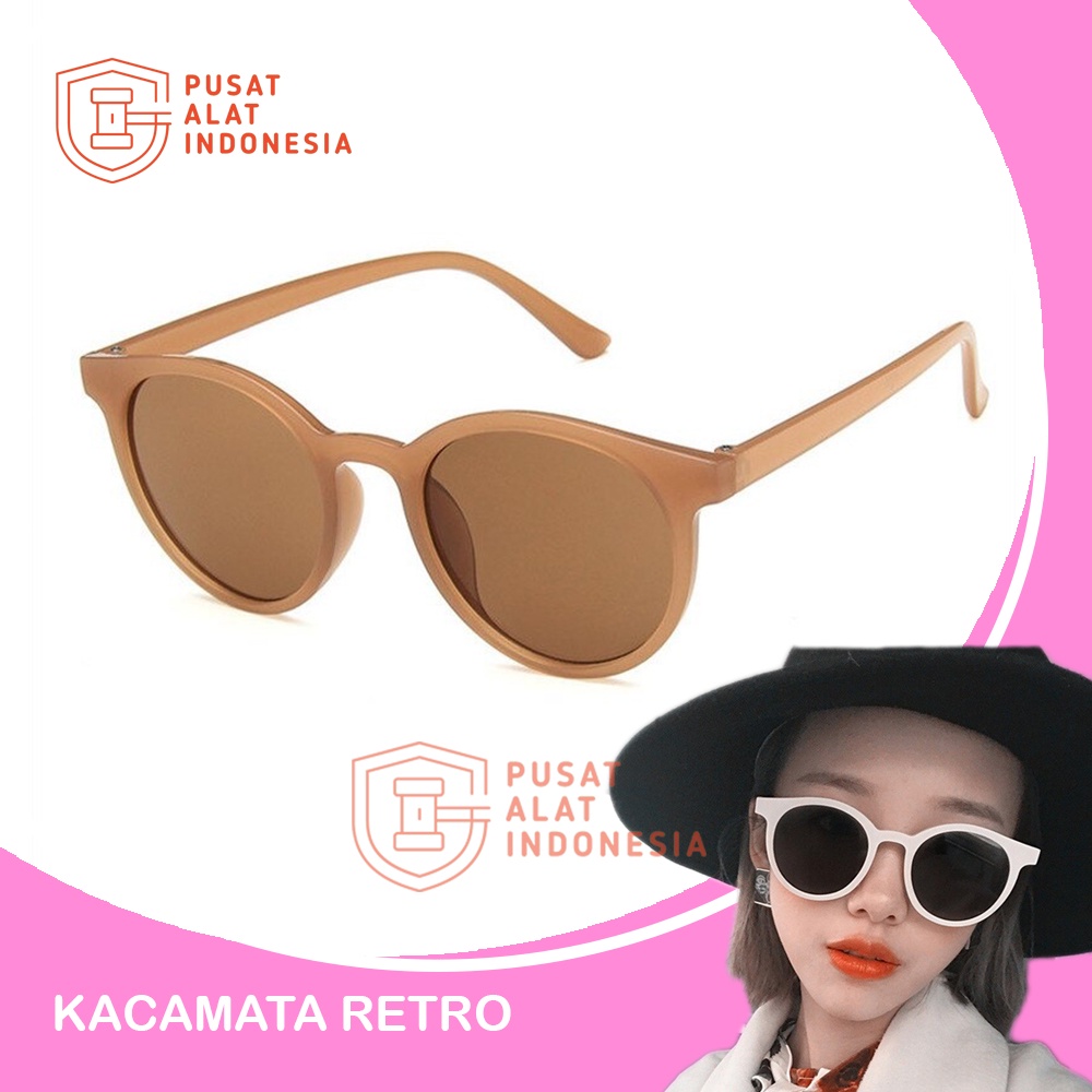 KACAMATA RETRO HITAM SUNGLASSES MODEL KOREAN STYLE KEKINIAN FRAME BULAT PLASTIK FASHION PRIA WANITA UNISEX TRENDY MURAH SR26