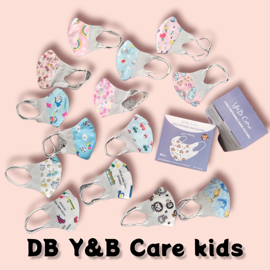 YB CARE KIDS MIX - MASKER ANAK KIDS DUCKBILL 3PLY Y&amp;B CARE FACE MASK 4-13TH