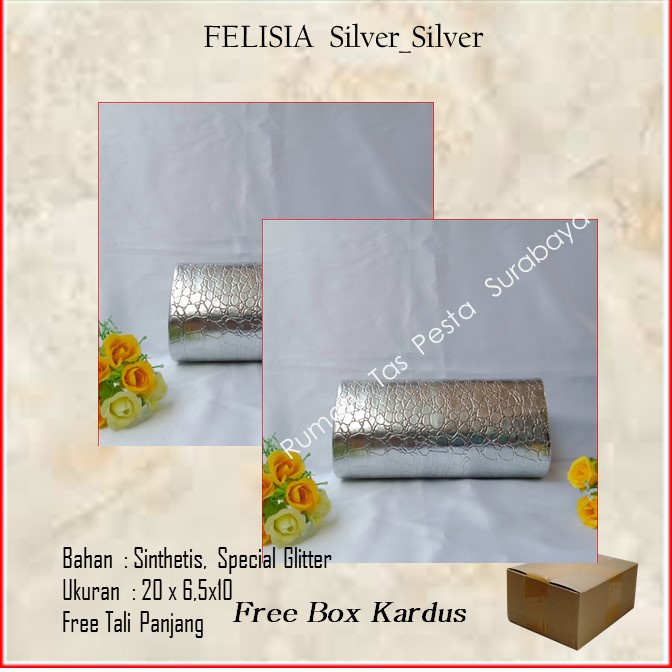 Tas Lucu,Tas Murah,Tas Mewah,FELISIA  PITA SAMPING Silver_Silver