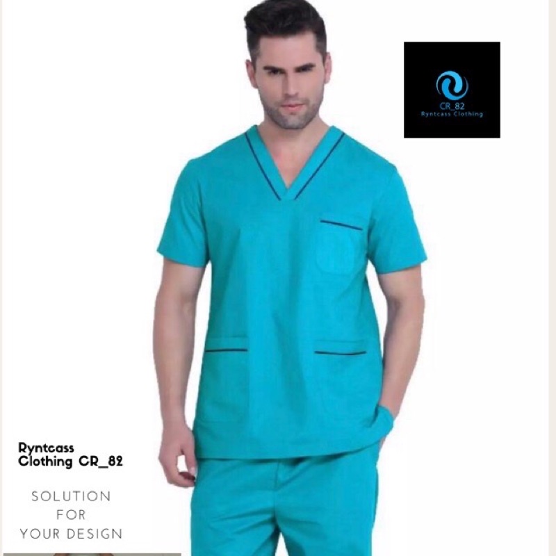 Baju Oka Lengan Pendek / Baju Oka Kombinasi List /Baju Jaga Dokter / Baju Perawat / Seragam Medis