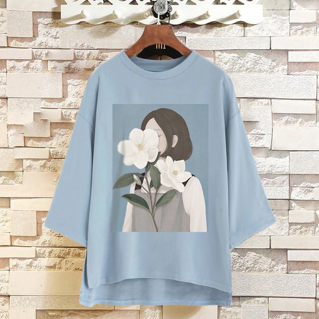 Puffy_id Kaos tunik wanita oversize FLOWER GIRLS tshirt big size wanita