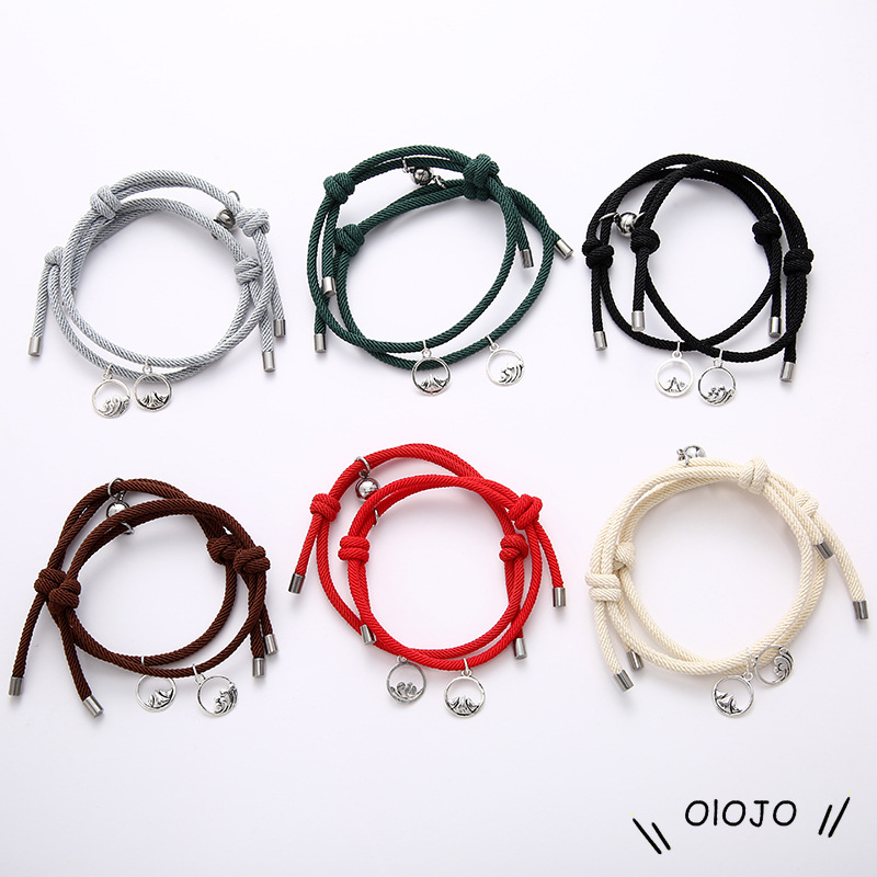 1 Pasang Gelang Couple Magnet Gelang persahabatan Tali Couple Magnet Attract Bracelets -ol