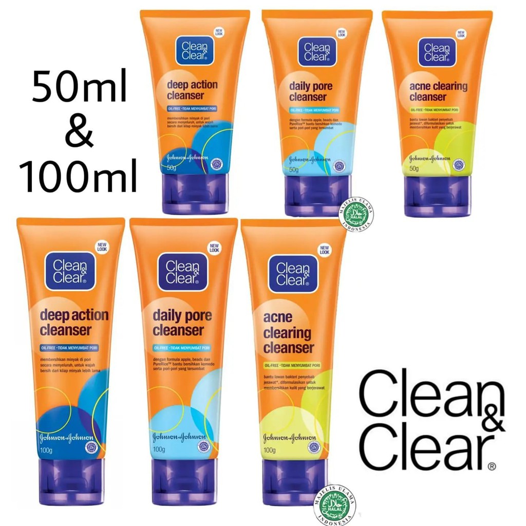 Clean & Clear Acne Clearing | Daily Pore | Deep Action Cleanser Sabun Cuci Muka