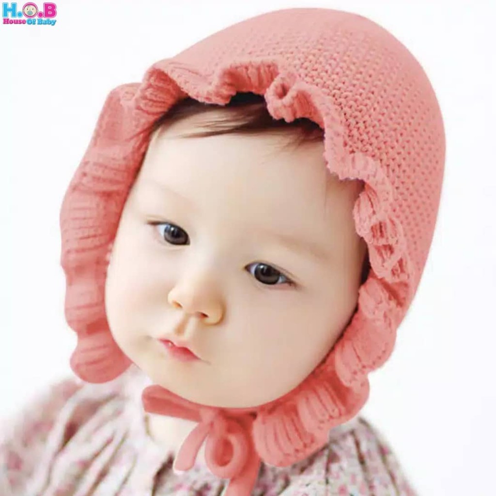 Luna Knitted Bonnet Topi Bayi Lucu Topi Anak Lucu Bonnet