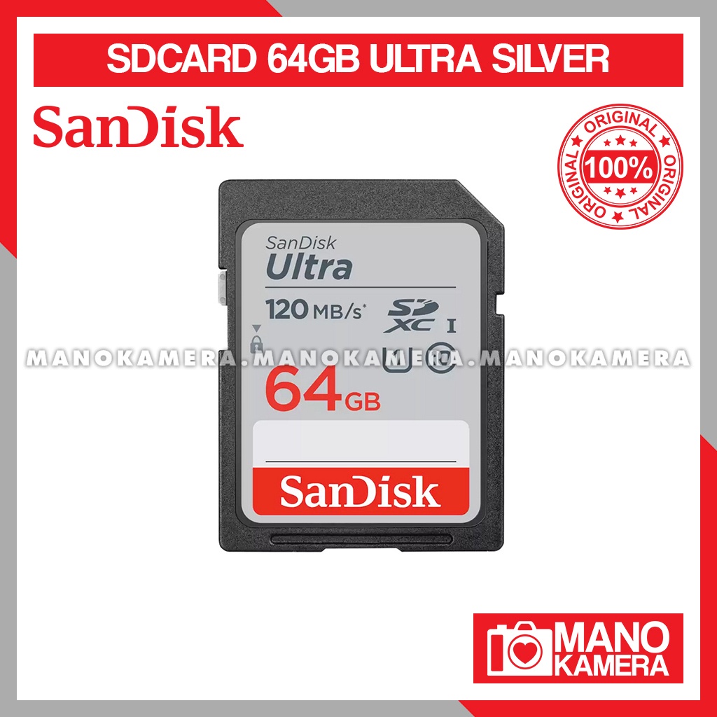 SD Card 64GB Sandisk Ultra Class 10 U1 UHS-I 120 MBps SDcard