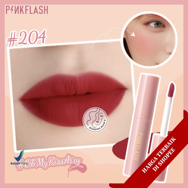 [BPOM] PINKFLASH Matte Liquid Lipstick Lasting Waterproof Lip Tint Shimmer Lip Gloss Velvet Matte-#204 Lip Tint