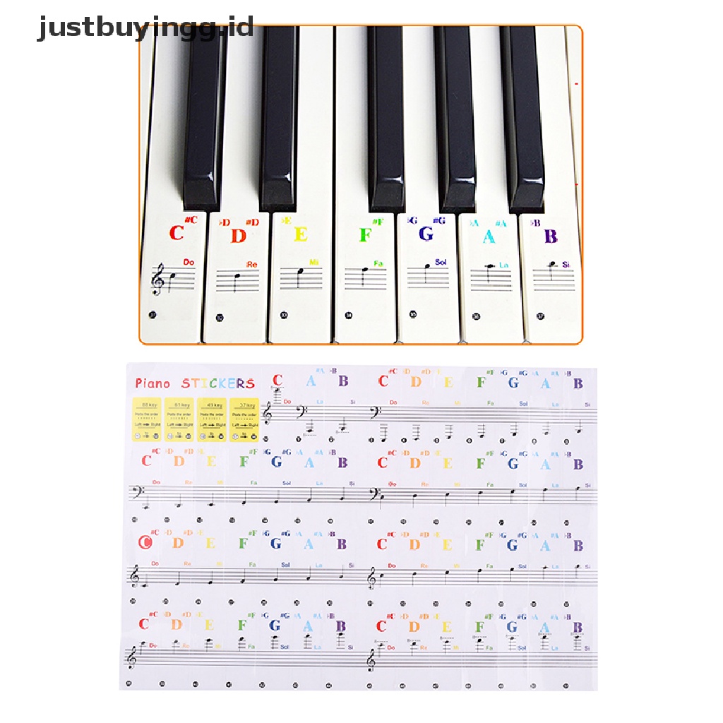 [justbuyingg.id] Keyboard notes Sticker 88/61/54/49/37 keys Piano Sticker Transparent ID