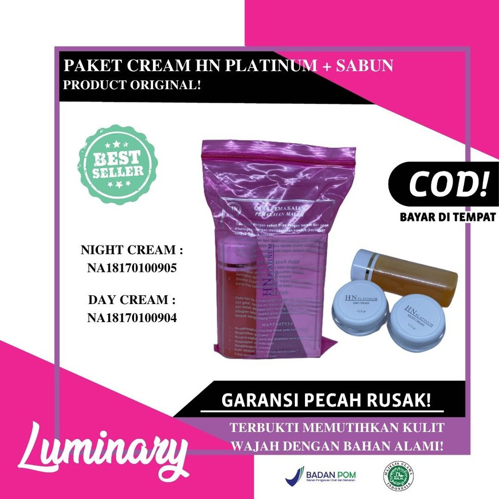 Paket Cream Hn Platinum Original Skincare Bpom Cream Pemutih