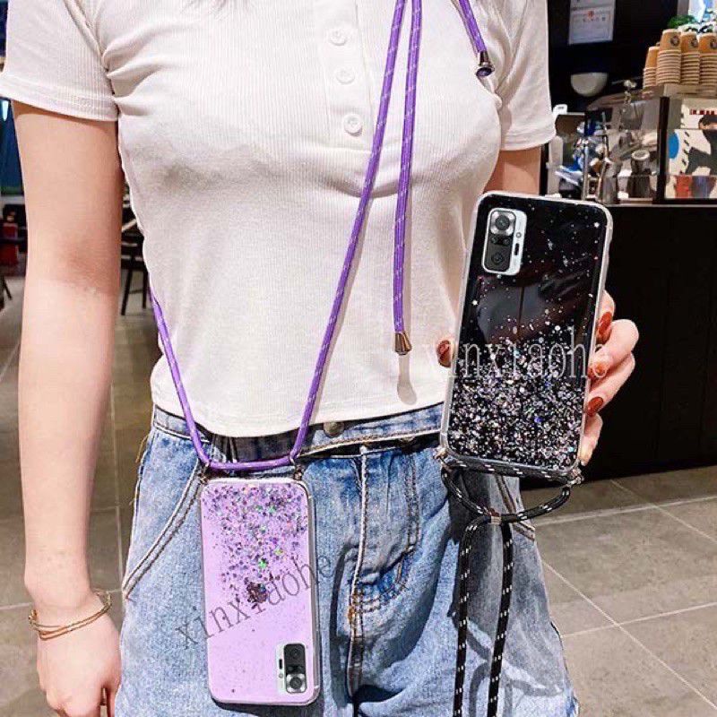 Case Tali Nagita Xiaomi Redmi Note 10 10S 10 Pro Lanyard Glitter Gantungan