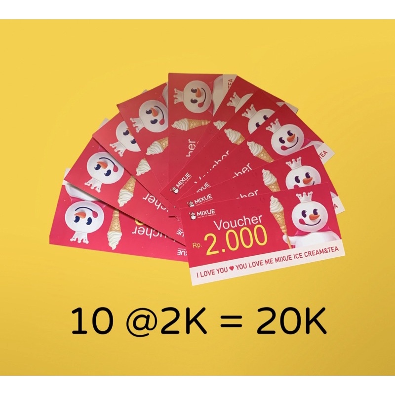 10 Lembar Voucher Mixue Minuman Enak Es Krim Murah