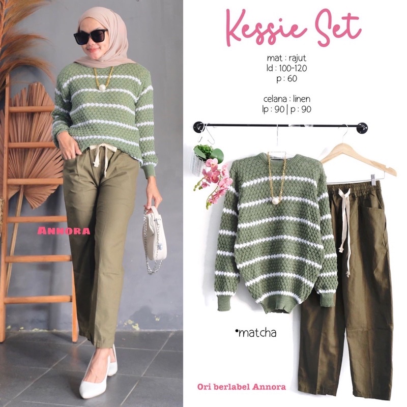 CHESSY SET + KESSIE SET  ( ATASAN + CELANA ) / BEST SELLER / BISA COD-Kessy matcha