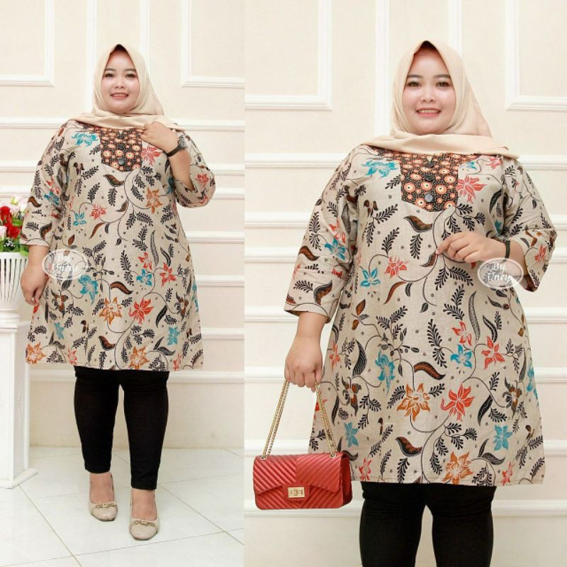 ATASAN BATIK SUPER BIG SIZE XXXXL TUNIK KANTORAN TERBARU JUMBO LD 140