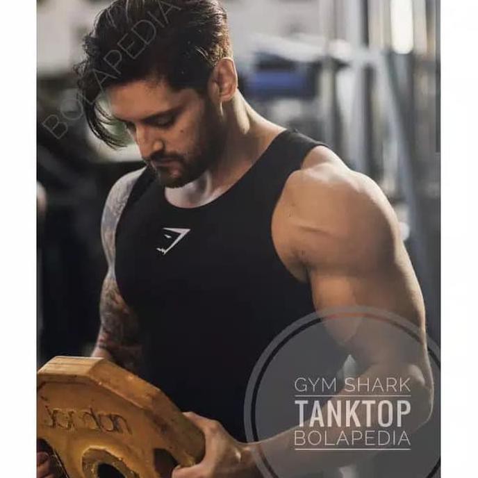 (PROMO) Singlet baju kaos gym fitness shark gym training pria