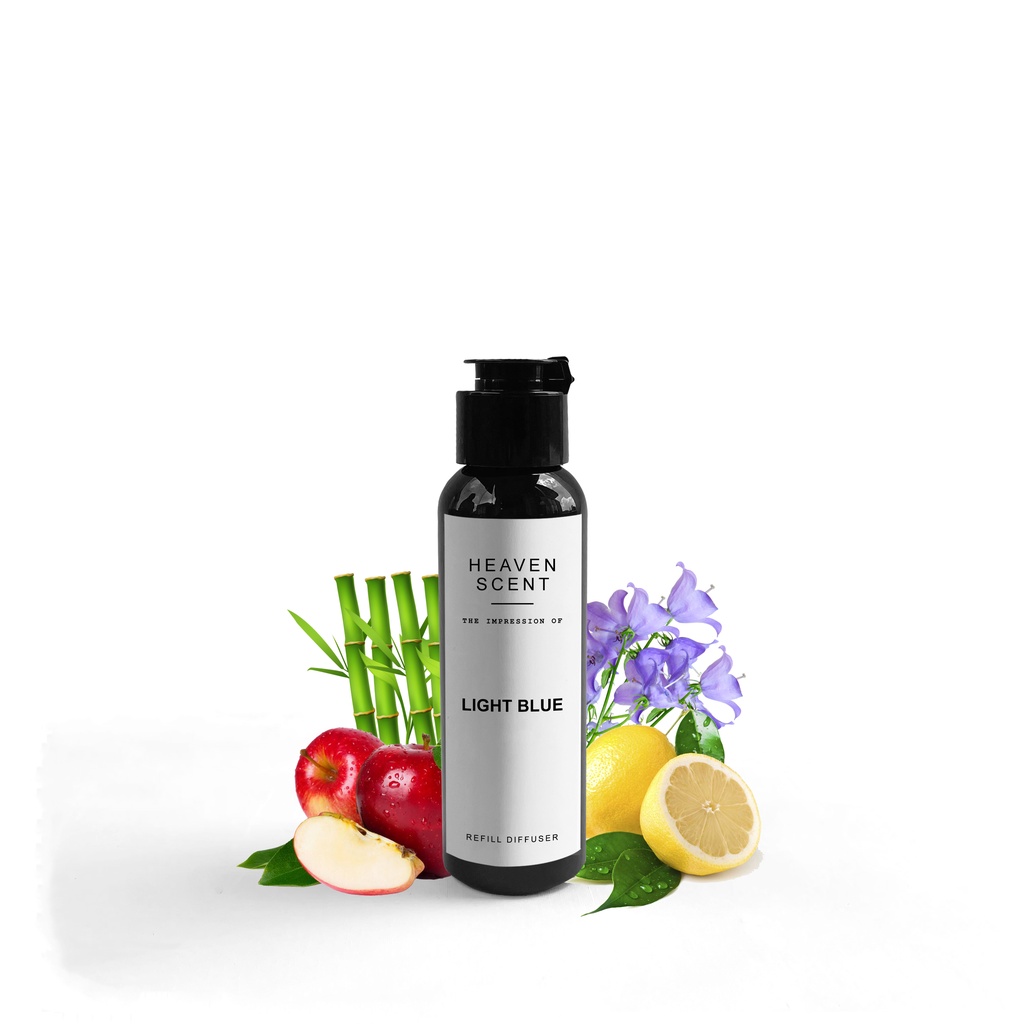 HEAVEN SCENT Refill Luxury Reed Diffuser 100 ml - Pengharum Ruangan Aromaterapi Inspired by Fragrance-Light Blue