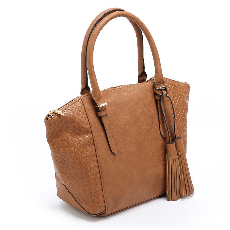 Rean Tassel Brown Office Shoulderbag - Woman Handbag- Tas Kerja wanita Coklat Ori - Tas Bahu Import