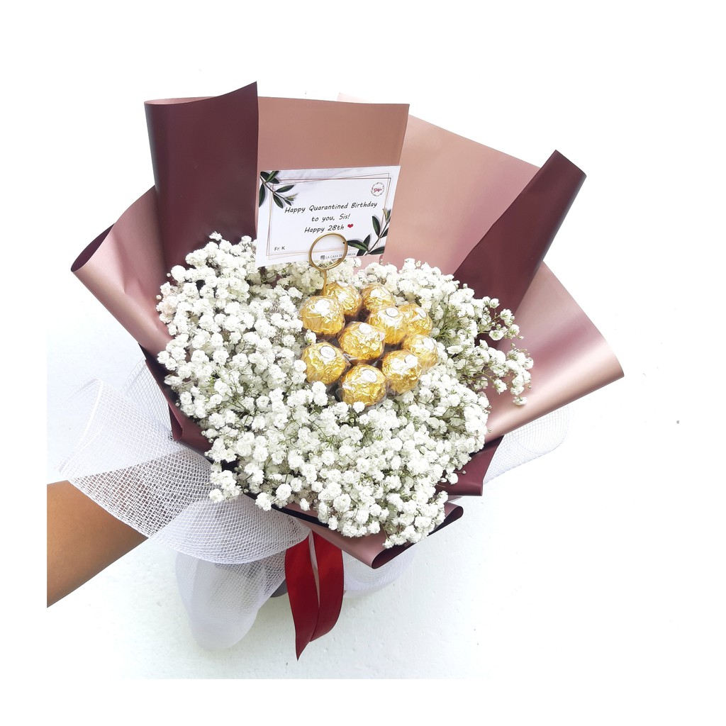 READY BABY BREATH ROCHER BOUQUET | Buket Valentine Mother day Bali Buket Bunga Murah Hand Bouquet De