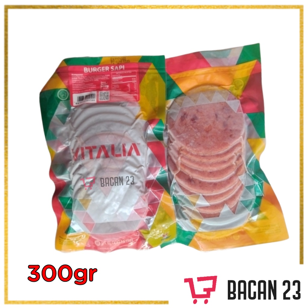 Vitalia Burger Daging Sapi Premium isi 10 pcs ( 300 gr ) / Daging Burger / Beef Burger / Bacan 23 - Bacan23