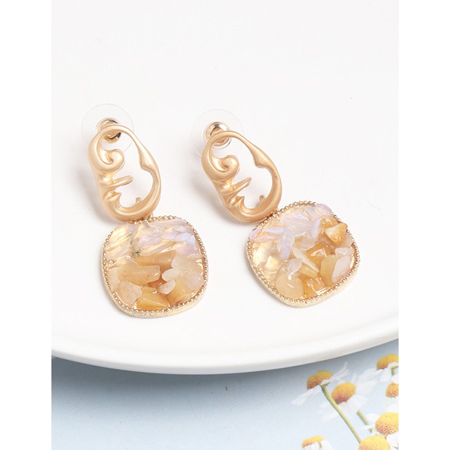 LRC Anting Tusuk Fashion Color Natural Stone Alloy Earrings F87665