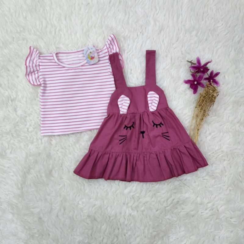 baju bayi perempuan set overall baby girl