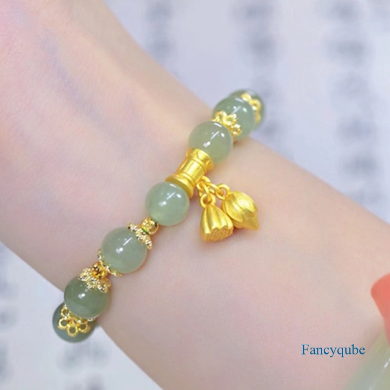 Gelang Manik-Manik Batu Giok Hetian Handmade Gaya Retro Untuk Hadiah