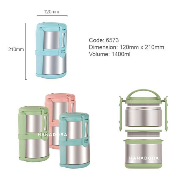 Tedemei Stainless Steel Lunch Box 6573 1400ml - Kotak Makan Susun/Rantang