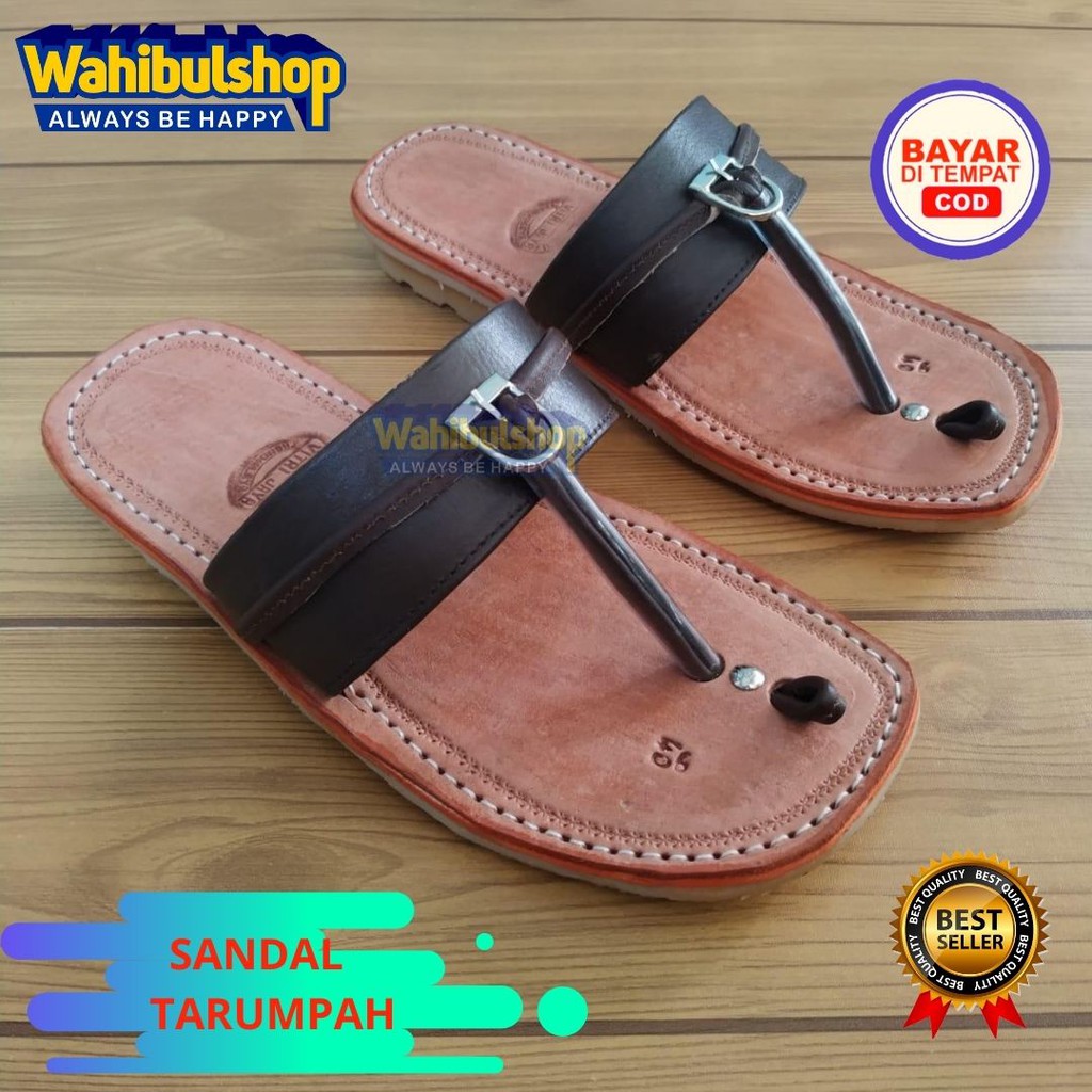 Sandal Tarompah Tarumpah Pria Dewasa Kulit Asli Jajaka Tasik Size 39 - 45