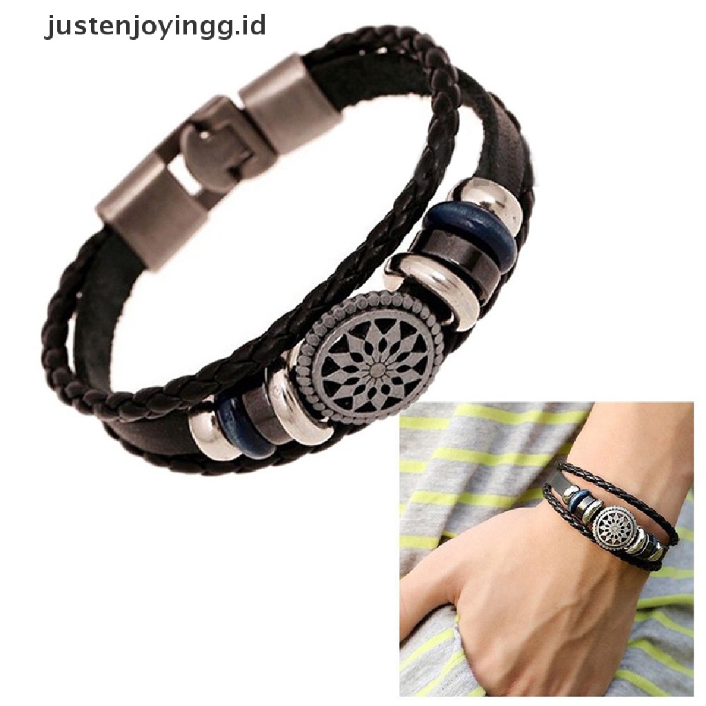 Gelang Desain Infinity Bahan Pu Gaya Punk Vintage Untuk Pria Dan Wanita