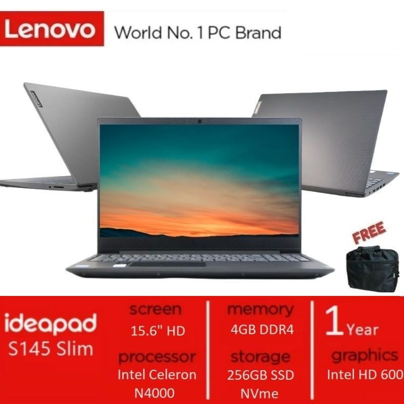 LENOVO IP SLIM INTEL N4000 RAM4GB SSD256GB INTEL HD GRAPHICH ORIGINAL - S145