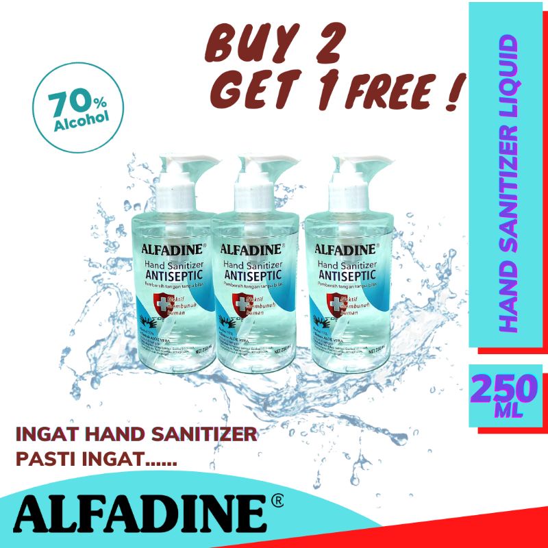Alfadine Hand Sanitizer Cair 250 Ml Promo Antiseptik Alkohol 70 Shopee Indonesia