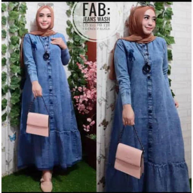 GAMIS LEVIS WANITA_ LEVIS POLO _ BAHAN JEANS _GAMIS JEANS  MODEL TERBARU _ GAMIS JEANS TERLARIS