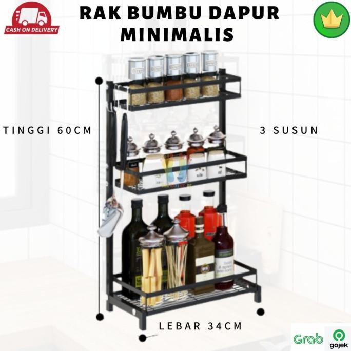 

READY BAYAR DITEMPAT Rak Dapur Bumbu Alat Masak Minimalis 3 Susun Serbaguna BERGARANSI Kode 136