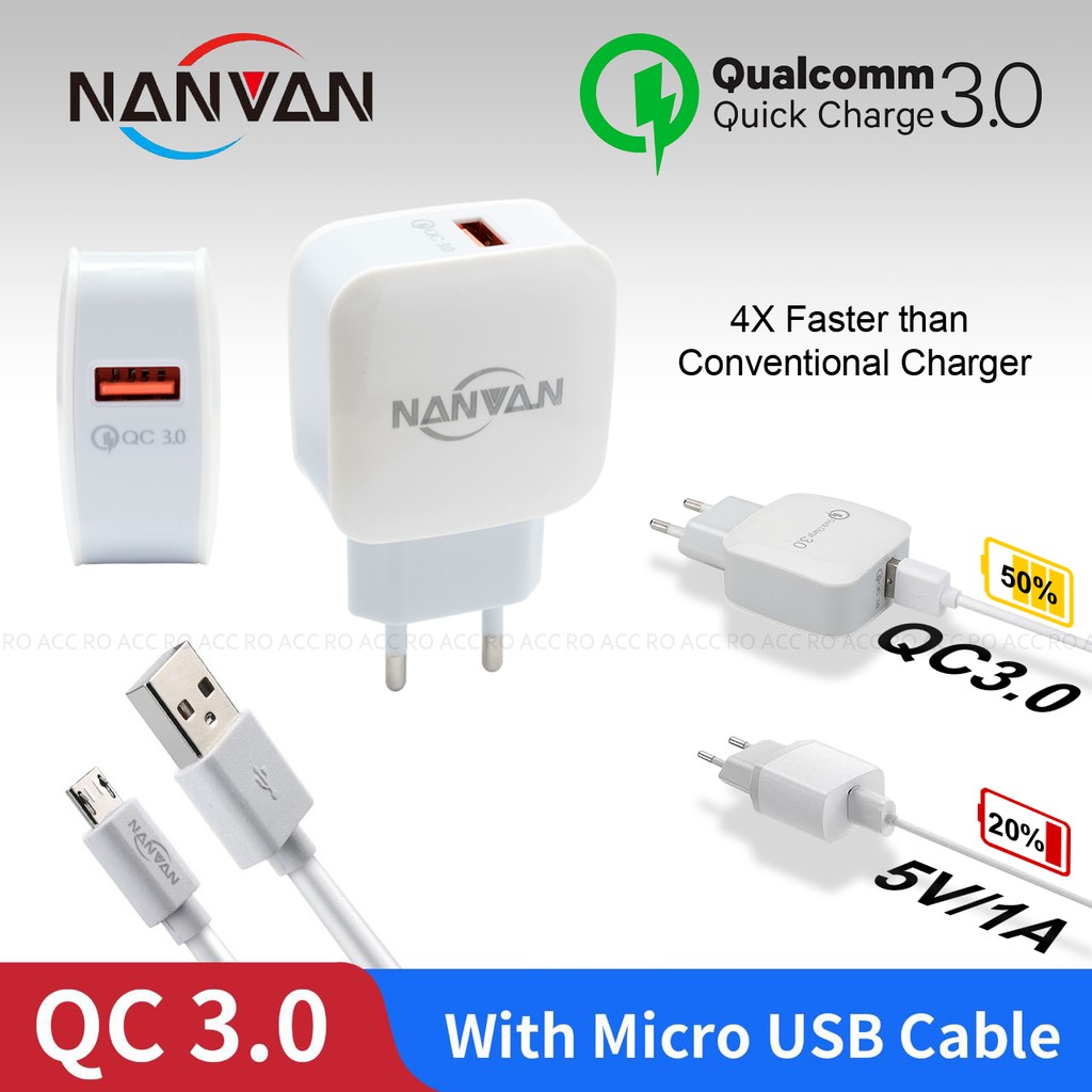 [RO ACC] NVN01 NANVAN QC 3.0 CHARGER FAST CHARGING MICRO USB ALL TIPE HP