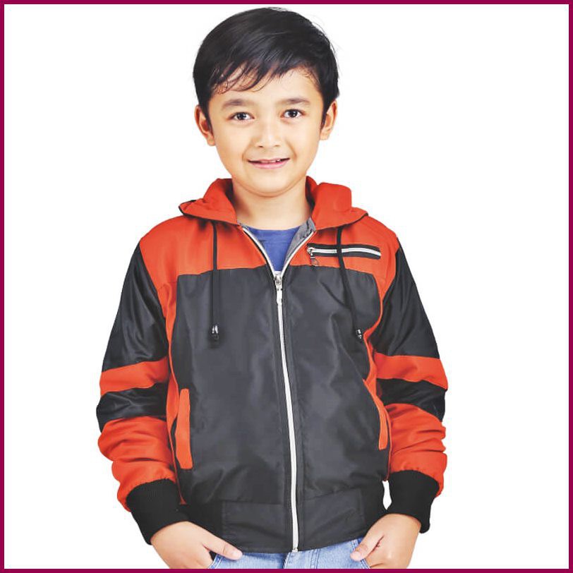 ✅TERLARIS✅ Jaket Anak Laki - Laki Cowok Orange Oranye Hitam Usia Umur 7 8 9 10 11 12 tahun CDI130I