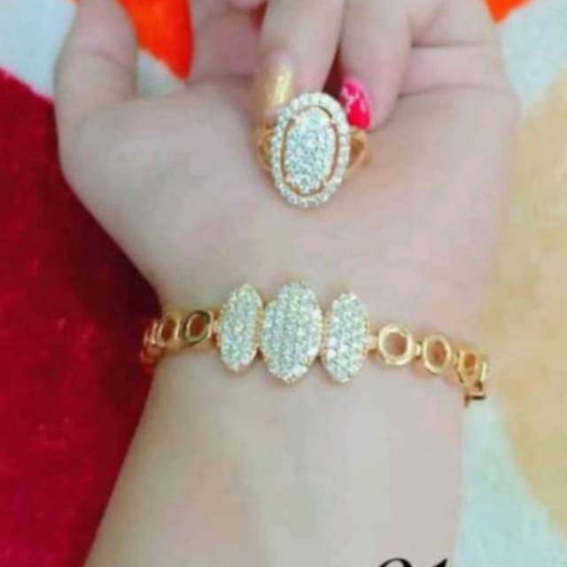 Xuping set gelang cincin lapis emas 24k 2915